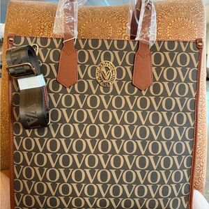 Brown and Tan Patterned Tote Bag